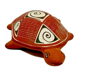 Vintage Turtle Rainmaker Rattle Quibor Lara Venezuela Folk Art Pottery